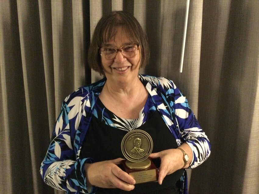 Peggy Chong with the Jacob Bolotin Award at the annual convention of the National Federation of the Blind in Houston, Texas earlier this month.